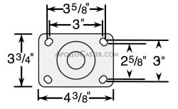 (image for) Caster; Swivel; 6" x 2"; Phenolic; Plate; 4-1/2"x6-1/4"; holes: 2-7/16"x4-15/16"; 1/2" bolt; Rllr Brng; 1200#; Plastic Total Lock (Trailing) (Item #63765)