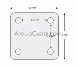 (image for) Stabilizer Caster; Swivel; 1-3/4" x 1-1/16"; Nylon; Plate (2-7/8"x2-7/8"); Ivory; 220# (Wheel) 550#; Stabilizer (open sides) pad extends 1/2" (Item #66822)