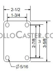 (image for) Caster; Rigid; 4 x 1-1/4; PolyU on PolyO (Gr/Bg); Top Plate; 2-1/2x3-5/8; hole: 1-3/4x2-7/8 (slotted to 3); 5/16 bolt; Zinc; Ball Brng; 275#; Wheel Brk (Item #69741)
