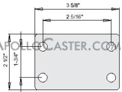(image for) Caster; Swiv; 6 x 1-1/4; Thermoplastic rubber; Top Plate; 2-1/2x3-5/8; holes: 1-3/4x2-15/16; 5/16 bolt; Chrome; Prec Ball Brng; 240#; Pedal Ttl Lck; TG (Item #69857)
