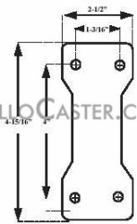 (image for) Caster; Rigid; 3" x 1-1/4"; PolyU on PolyO (Blue); Top Plate (2-1/2"x4-15/16"; holes: 1-3/16"x4"; 5/16" bolt); Zinc; Ball Brng; 250# (Item #64626)