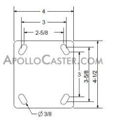 (image for) Caster; Swivel; 6" x 2"; Flat Free (Black); Plate (4"x4-1/2"); Prec BB; 150#; Sawtooth Tread; Bolted Hub; Tread Brake; Position Lock; Temp Sensitive (Item #65618)