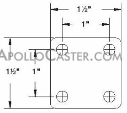 (image for) Caster; Ball; Swivel; 3"; Rubber; Top Plate; 1-1/2"x1-1/2"; holes: 1"x1"; 3/16" bolt; Chrome; Reg or Bright; Acetyl/ Resin Brng; 100#; Whl Lck (Item #69644)