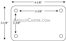 (image for) Caster; Swivel; 3x1-1/4; ThermoPlstc Rbr Round (Gray); Top Plate (2-1/4x5-1/8: holes: 1-3/16x4; 1/4 bolt); Zinc; Plain bore; 210# (Item #67043)