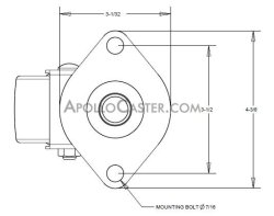 (image for) Inverted Aircraft Loading Caster; Swivel; 3x1-1/4; Hard Rubber; Plate (3-1/32x4-3/8: Diamond shape; two holes: 3-1/2 apart; 7/16 bolt); Ball Brng; 275# (Item #67291)