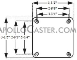 (image for) Leveling Caster; Swivel; 3"x1-1/4"; PolyU on PolyO; Plate (3-1/2"x3-1/2": holes: 2-5/8x2-5/8; 5/16 bolt); 250#; Load height: 6.06" - 6.81"; Pedal brake (Item #66954)