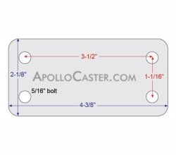 (image for) Caster; Rigid; 2-1/2" x 1-1/8"; Rubber (Hard); Plate; 2-1/8"x4-3/8": holes: 1-1/16"x3-1/2"; 5/16" bolt; Zinc; Plain bore; 175# (Item #64499)