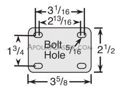 (image for) Caster; Swivel; 2" x 1"; Rubber (Soft; non-marking); Plate (1-1/4"x2-3/8": holes: 13/16"x1-1/4" (slotted to 1-7/8"); Chrome; Prec Ball Brng; 125#; Thread guards (Item #63715)