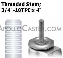 (image for) Caster; Swivel; 5" x 2"; PolyU on PolyO (Blue); Threaded Stem (3/4"-10TPI x 4"); Zinc; Roller Brng; 700# (Item #64405)