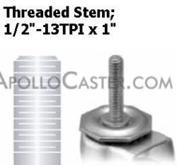 (image for) Caster; Twin Wheel; Swivel; 100mm; Polyurethane; Threaded Stem (1/2"-13TPI x 1"); Gray/ White; 220#; Prec BB; Total Lock (Item #66768)