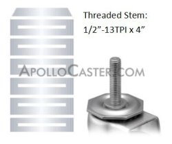 (image for) Caster; Swivel; 3" x 1-1/4"; PolyU on PolyO (Gr/Bg); Threaded Stem (1/2"-13TPI x4"); Zinc; Delrin Spanner; 250#; Total Lock (Item #66306)
