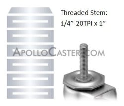 (image for) Glide; base is 3/8" tall x 1-3/8" diam; Polyethylene; Threaded Stem (1/4"-20TPI x1"); Zinc; 40# (Item #88719)