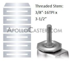 (image for) Glide; base is 3/8 tall x 1-3/8 diam; Nylon Base; Threaded Stem (3/8"-16TPI x3-1/2"); Zinc; 150# (Item #88113)