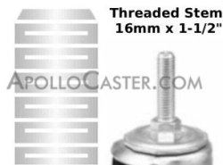(image for) Caster; Swivel; 3" x 1-1/4"; PolyU on PolyO (Gray); Threaded Stem (16mm x 1-1/2"); Zinc; Prec Ball Brngs; 250#; Dust Cover (Item #62679)