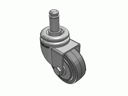 (image for) Caster; Swivel; 2" x 13/16"; Gray Rubber (Non-marking); Grip Ring (7/16" x 7/8"); Zinc; Plain bore; 75# (Item #63887)
