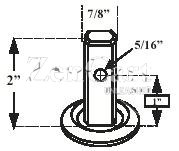 (image for) Yoke Axle & Nut; Swivel; 5" x 1-1/4"; Square Stem (7/8" x 2"; one 5/16" mounting hole at 1"); Zinc; 3/8" Bore; 1-9/16" Hub Length; 350# (Item #87591)