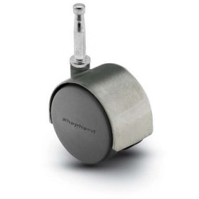 (image for) Caster; Twin; Swivel; 2in (50mm); Nylon; Grip Neck; 5/16x1-1/2; Satin Chrome; Zinc Body; 75#; Hood (Item #68090)
