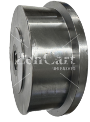 (image for) Wheel; 8" x 2-3/8" (9"x3" with flange); Cast & Steel; Single Flange; Prec Tapered Brng; 10000#; 1-1/4" Bore; 3-1/2" Hub Length (Item #89859)