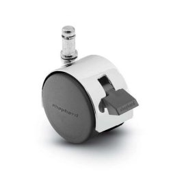 Caster; Twin; Swivel; 2" (50mm); Nylon; Grip Ring; 7/16"x1-7/16"; Bright Chrome; Zinc Body; 75#; Wheel Brake; Hood (Item #67729)