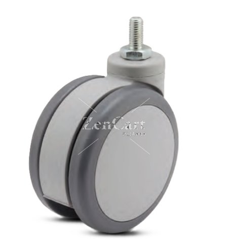 (image for) Caster; Twin; Swivel; 60mm (2-3/8"); Thermoplastized Rubber (Gray); Threaded Stem; 5/16"-18TPI x 3/4"; Gray; Rivet; 100# (Item #63080)