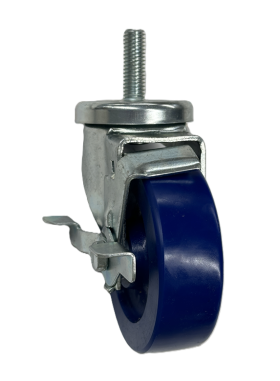 (image for) Caster; Swivel; 4" x 1-1/4"; Polyurethane (Solid); Threaded Stem (1/2"-13TPI x 1-1/2"); Zinc; Delrin Spanner; 300#; Dust Cover (Mtl); Wheel Brake (Item #63896)