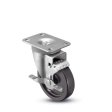 Caster; Swivel; 5 x 1-1/4; Phenolic; Top Plate; 2-1/2x3-5/8; hole spacing: 1-3/4x2-7/8 (slotted to 3); 5/16 bolt; Stainless; SSSpanner; 350#; Brake (Item #68427)