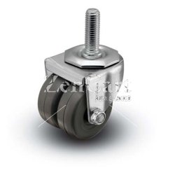 (image for) Caster; Dual Wheel; Swivel; 2" x 7/8" (x2); Polyolefin; Threaded Stem (1/2"-13TPI x 1"); Zinc; Plain bore; 225# (Item #67027)