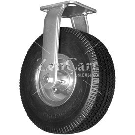 (image for) Caster; Rigid; 12" x 3-1/2"; Pneumatic (Black); Top Plate (4"x4-1/2"; holes: 2-5/8"x3-5/8" slotted to 3"x3"; 3/8" bolt); Zinc; Ball Brng; 460# (Item #65709)