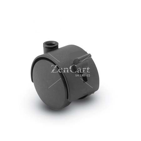 (image for) Caster; Twin; Swivel; 2" (50mm); Nylon; Stemless; Black; Zinc Body; 75#; Pedal Lock; Wheel; Hood (Receives Shepherd 5/16" x 1-1/4" stem) (Item #68634)