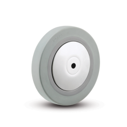 (image for) Caster; Swivel; 3" x 7/8"; TPR Rubber; Plate (2-3/8" Square: holes: 1-1/2"x1-1/2" (slots to 1-7/8"x1-7/8"); 1/4" bolt); Chrome; Ball Brng; 140#; Total Lock (Item #63697)