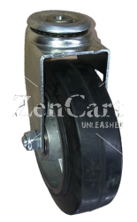 (image for) Caster; Swivel; 6" x 2"; Rubber on Alum; Hollow Kingpin (1/2" bolt hole); Zinc; Sealed Prec Ball Brng; 400# (Item #63912)