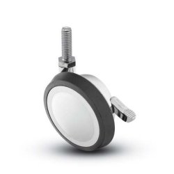 Caster; Ball; Swivel; 3"; Rubber; Hard; Threaded Stem; 5/16"-18TPI x 1-1/4"; Bright Chrome; Acetyl/ Resin Brng; 100#; Pedal wheel lock (Item #69511)