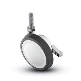 Caster; Ball; Swivel; 3"; Rubber; Hard; Threaded Stem; 5/16"-18TPI x 2"; Chrome; Reg or Bright; Acetyl/ Resin Brng; 100#; Pedal Lock; Wheel (Item #69527)