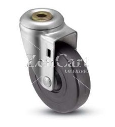 (image for) Caster; Swivel; 3 x 1-1/4; Polyolefin; Hollow Kingpin; 1/2 bolt hole; Zinc; Plain bore; 250# (Item #68810)