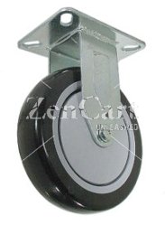 (image for) Caster; Rigid; 5" x 1-1/4"; PolyU on PolyO (Black); Plate; 2-3/8"x3-5/8"; holes: 1-3/4"x2-7/8" (slots to 3); 5/16 bolt; Precision Ball Brng; 300#; Thread Guards (Item #68169)