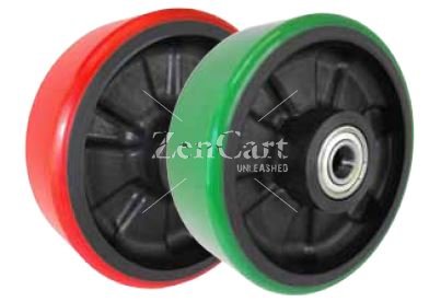 (image for) Wheel; 6" x 2"; PolyU on Nylon (Color Varies); Roller Brng; 1/2" Bore; 2-7/16" Hub Length; 1200# (Item #87307)