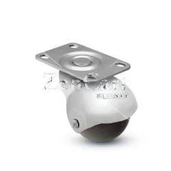 (image for) Caster; Spherical; Swivel; 2"; Polyolefin; Plate; 1-3/16"x2"; hole: 13/16"x1-9/16"; 3/16" bolt; Chrome; Bright; Plain bore Brng; 80# (Item #69699)