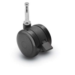 Caster; Twin; Swivel; 2" (50mm); Nylon; Grip Neck; 5/16"x1-1/2"; Black; Rivet Brng; 75#; Wheel Brake (Item #69556)