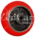 (image for) Wheel; 8" x 3"; PolyU (Donut) on Cast (Red); Roller Brng; 1-1/4" Bore; 3-1/4" Hub Length; 2500# (Item #89062)