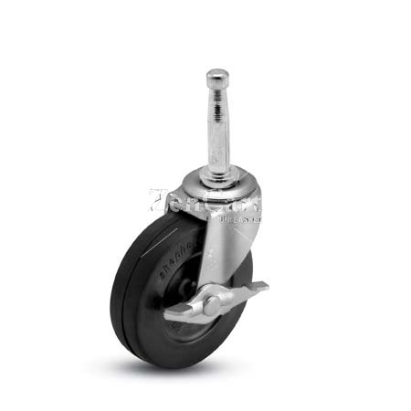 (image for) Caster; Swivel; 3" x 13/16"; Rubber (Hard; Non-marking); Grip Neck (5/16" x 1-1/2"); Zinc; Plain bore; 110#; Side friction brake (Item #66188)