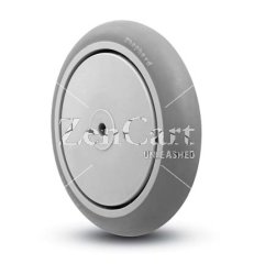 (image for) Wheel; 5" x 1"; ThermoPlstc Rbr; Round (Gray); Precision Ball Brng; 160#; 5/16" Bore; 1-3/16" Hub Length; Thread guards (Item #89445)