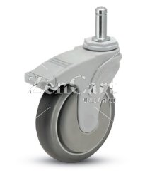 (image for) Caster; Swivel; 5" x 1-1/4"; Anti-Microbial TPR (Gray); Grip Ring (7/16" x 1-7/16"); Nylon (Gray); Precision Ball Brng; 300#; Total Lock; Thread Guards (Item #65115)