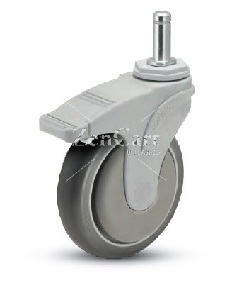 (image for) Caster; Swivel; 5" x 1-1/4"; Anti-Microbial TPR (Gray); Grip Ring (7/16" x 1-7/16"); Nylon (Gray); Precision Ball Brng; 300#; Total Lock; Thread Guards (Item #65115)
