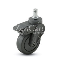 (image for) Caster; Swivel; 4" x 15/16"; PolyU on PolyO (Bk/Bk); Grip Ring (7/16" x 7/8"); Black GFN; Delrin Bushing; 125#; Pedal Brake (Item #66279)