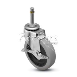 (image for) Caster; Swivel; 2" x 13/16"; Thermoplastized Rubber (Gray); Grip Ring (7/16" x 7/8"); Zinc; Plain bore; 80#; Side friction brake (Item #66405)