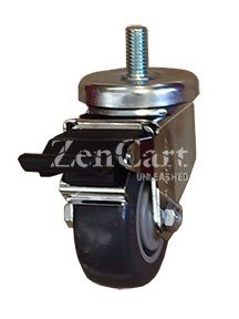 (image for) Caster; Swivel; 4" x 1-1/4"; PolyU on PolyO (Gray); Threaded Stem (1/2"-13TPI x 1"); Zinc; Prec Ball Brngs; 300#; Thread guards; Pedal Brake (Item #63346)