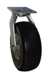 (image for) Caster; Swivel; 12" x 3-1/2"; Foam-Filled Flat Free Tire (Black); Plate (4"x4-1/2"; holes: 2-5/8"x3-5/8" slots to 3"x3"; 3/8" bolt); Zinc; Prec Ball Brngs; 500# (Item #62870)