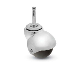 Caster; Spherical; Swivel; 2"; Polyolefin; Grip Neck; 5/16"x1-1/2"; Bright Chrome; Plain bore; 80# (Item #69100)