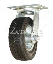 (image for) Caster; Swivel; 10" x 3"; Flat Free Tire (Black); Plate (4-1/2"x6-1/4"; holes: 2-7/16"x4-15/16" slotted to 3-3/8"x5-1/4"; 3/8" bolt); Zinc; Prec BB; 280# (Item #64643)