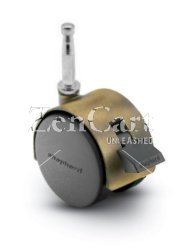 (image for) Caster; Twin; Swivel; 2in (50mm); Nylon; Grip Neck; 5/16x1-1/2; Antique; Zinc Body; 75#; Pedal Lock; Wheel; Hood (Item #68086)